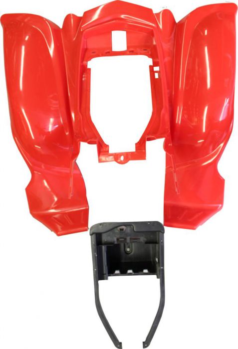 Plastic Set - 50cc to 250cc ATV, Red, Racing Style (5pcs: 2 big body pieces, nose piece, battery case, flap)