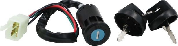 Ignition Key Switch - 4 pin Male, Plastic