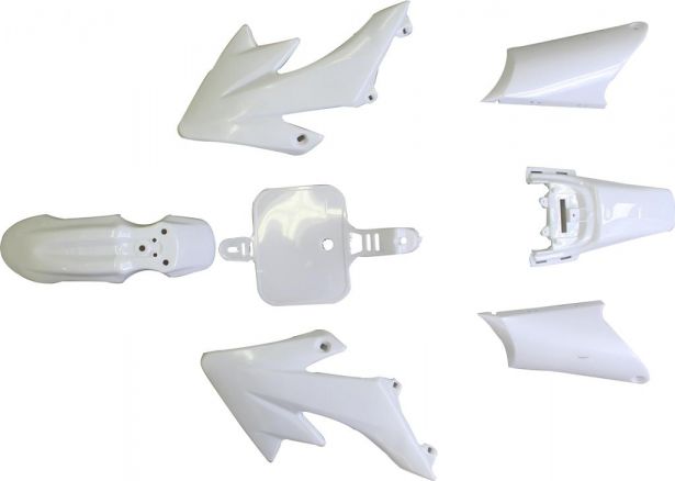 Plastic Set - Honda, 50cc to 160cc, CRF50 / XR50, TaoTao DB10, Dirt Bike, White (7pcs)