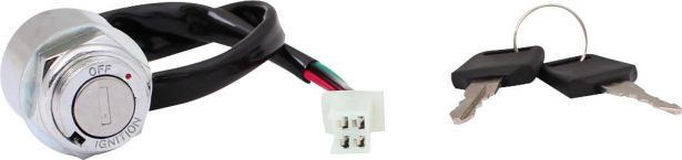 Ignition Key Switch - 4 pin Female, Metal