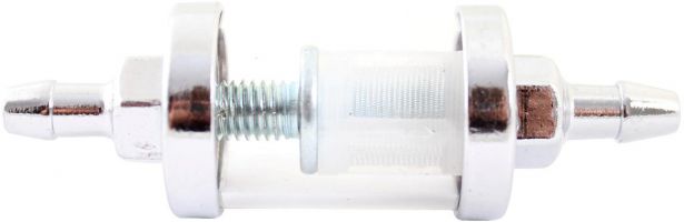 Fuel Filter - Aluminum, CNC, Transparent Fluid Window, Chrome Silver 