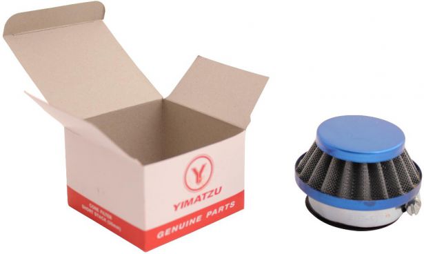 Air Filter - 44mm to 46mm, Conical, Small Stack (30MM), 2 Stroke, Yimatzu Brand, Blue