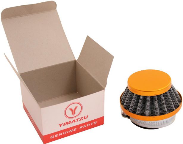 Air Filter - 44mm to 46mm, Conical, Small Stack (30MM), 2 Stroke, Yimatzu Brand, Gold