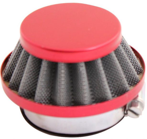 Air Filter - 44mm to 46mm, Conical, Small Stack (30MM), 2 Stroke, Yimatzu Brand, Red