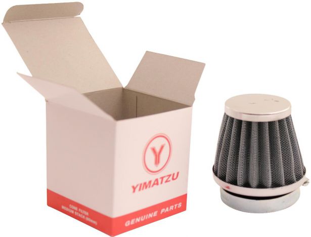 Air Filter - 44mm to 46mm, Conical, Medium Stack (60mm), 2 Stroke, Yimatzu Brand, Chrome