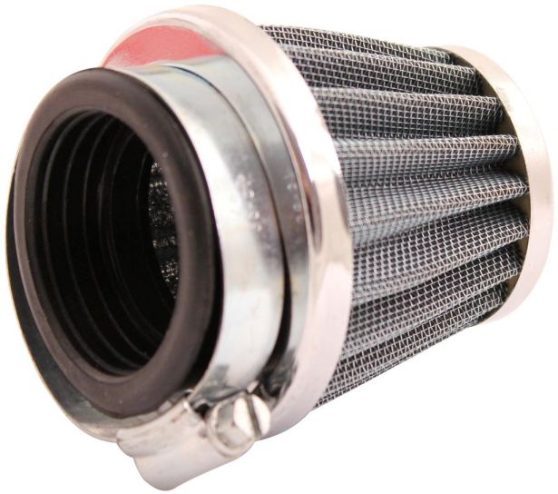 Air Filter - 44mm to 46mm, Conical, Medium Stack (60mm), 2 Stroke, Yimatzu Brand, Chrome