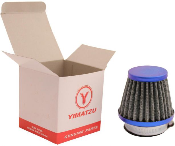 Air Filter - 44mm to 46mm, Conical, Medium Stack (60mm), 2 Stroke, Yimatzu Brand, Blue