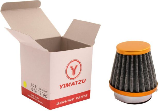 Air Filter - 44mm to 46mm, Conical, Medium Stack (60mm), 2 Stroke, Yimatzu Brand, Gold