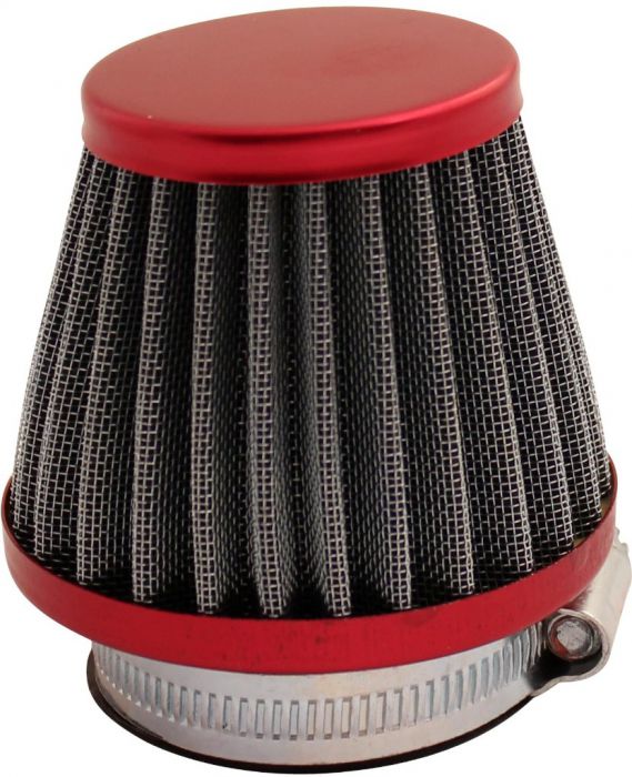 Air Filter - 44mm to 46mm, Conical, Medium Stack (60mm), 2 Stroke, Yimatzu Brand, Red
