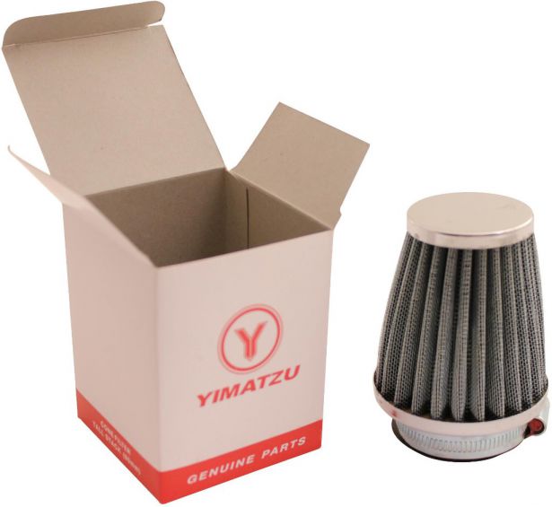 Air Filter - 44mm to 46mm, Conical, Tall Stack (80mm), 2 Stroke, Yimatzu Brand, Chrome