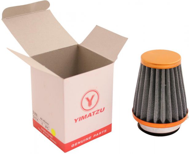 Air Filter - 44mm to 46mm, Conical, Tall Stack (80mm), 2 Stroke, Yimatzu Brand, Gold
