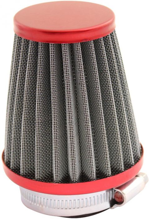 Air Filter - 44mm to 46mm, Conical, Tall Stack (80mm), 2 Stroke, Yimatzu Brand, Red