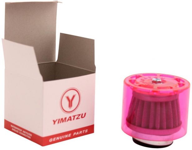 Air Filter - 35mm, Conical, Waterproof, Straight, Yimatzu Brand, Red