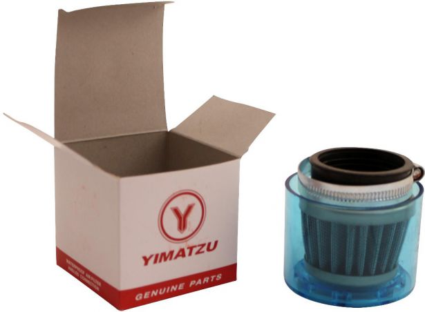 Air Filter - 38mm to 40mm, Conical, Waterproof, Straight, Yimatzu Brand, Blue