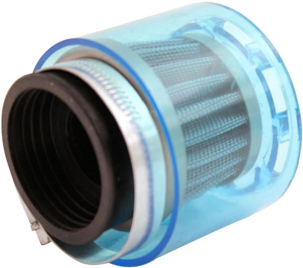 Air Filter - 38mm to 40mm, Conical, Waterproof, Straight, Yimatzu Brand, Blue