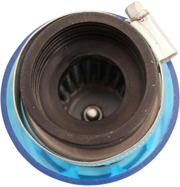 Air Filter - 38mm to 40mm, Conical, Waterproof, Straight, Yimatzu Brand, Blue