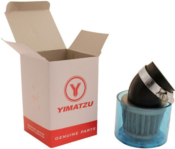 Air Filter - 41mm to 43mm, Conical, Waterproof, Angled, Yimatzu Brand, Blue