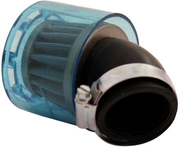 Air Filter - 41mm to 43mm, Conical, Waterproof, Angled, Yimatzu Brand, Blue