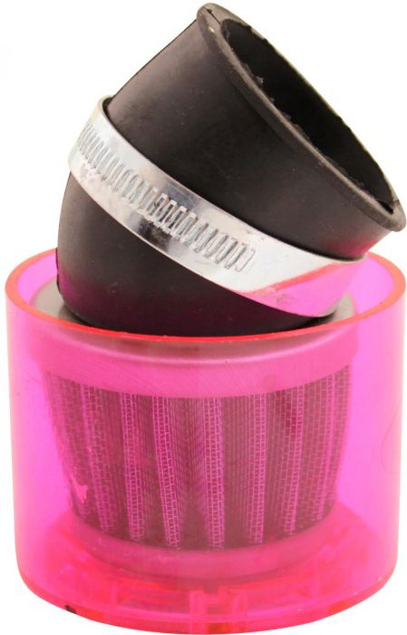 Air Filter - 44mm to 46mm, Conical, Waterproof, Angled, Yimatzu Brand, Red