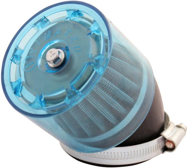 Air Filter - 58mm to 60mm, Conical, Waterproof, Angled, Yimatzu Brand, Blue