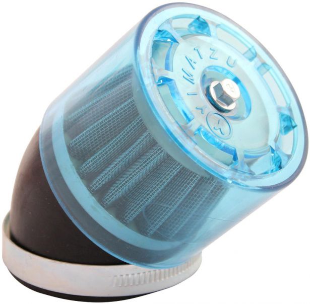 Air Filter - 58mm to 60mm, Conical, Waterproof, Angled, Yimatzu Brand, Blue