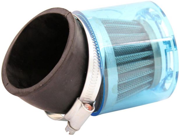 Air Filter - 58mm to 60mm, Conical, Waterproof, Angled, Yimatzu Brand, Blue