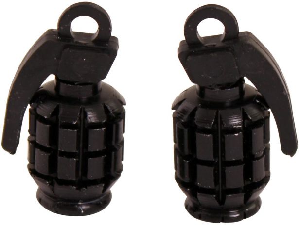 Valve Stem Caps - Black Grenades