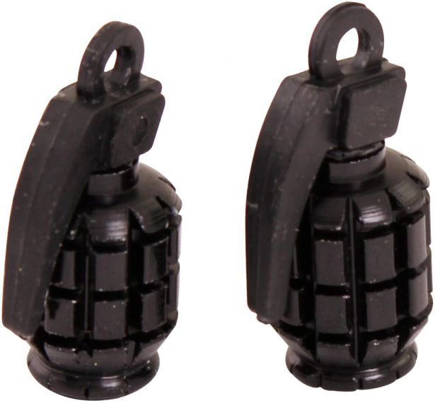 Valve Stem Caps - Black Grenades