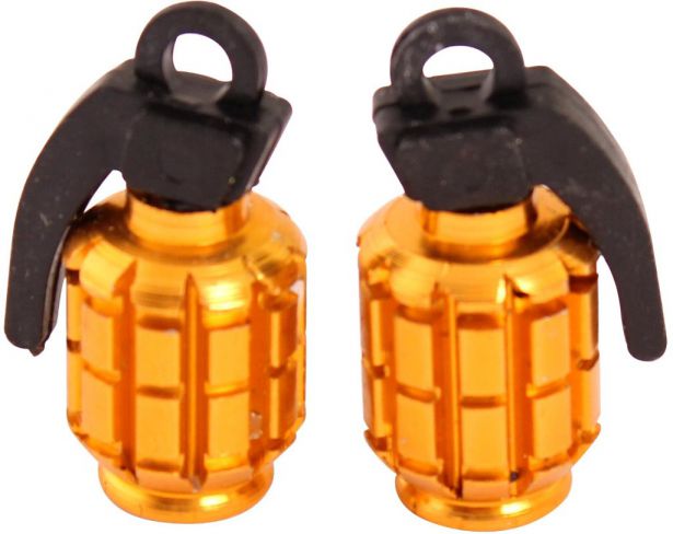 Valve Stem Caps - Gold Grenades