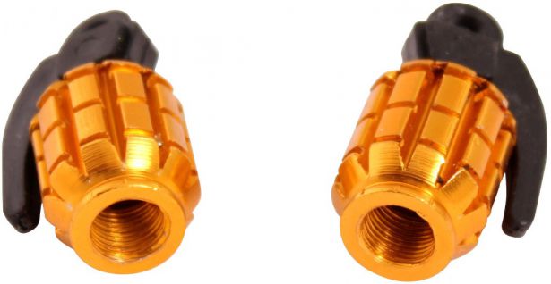 Valve Stem Caps - Gold Grenades