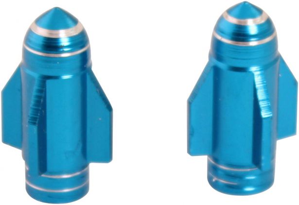 Valve Stem Caps - Blue Rockets 