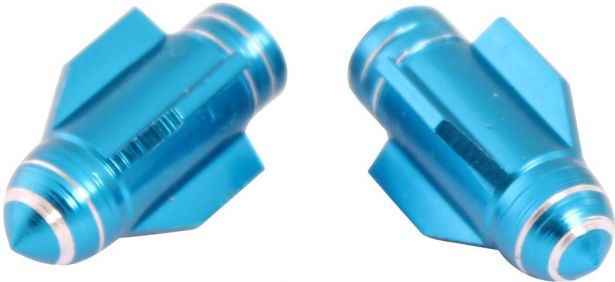 Valve Stem Caps - Blue Rockets 