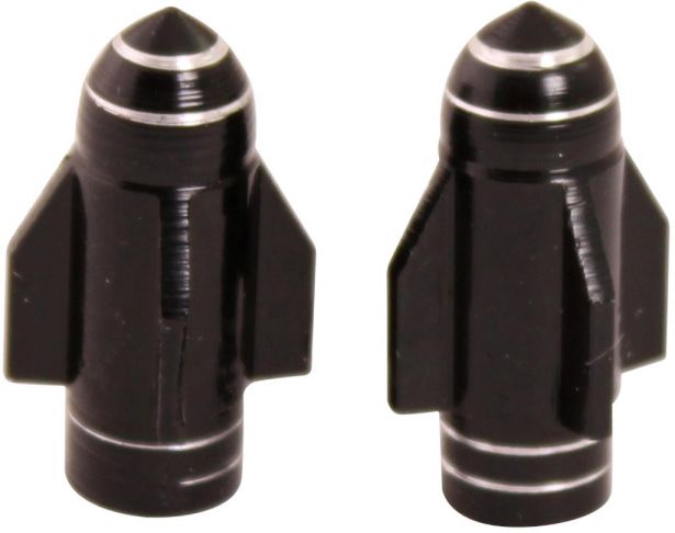 Valve Stem Caps - Black Rockets