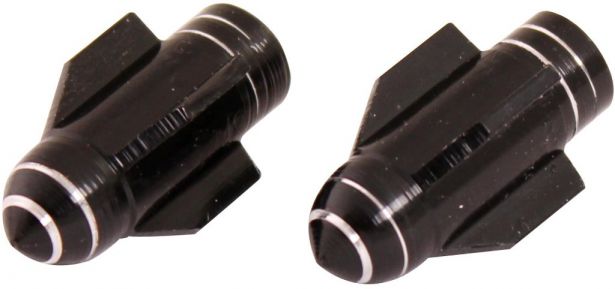 Valve Stem Caps - Black Rockets