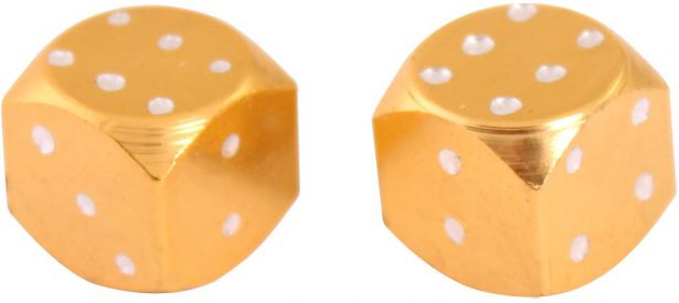 Valve Stem Caps - Gold Dice