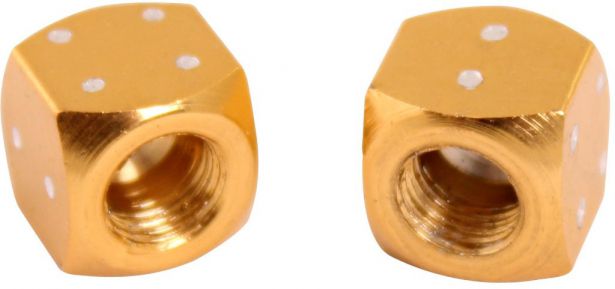 Valve Stem Caps - Gold Dice