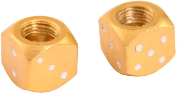 Valve Stem Caps - Gold Dice