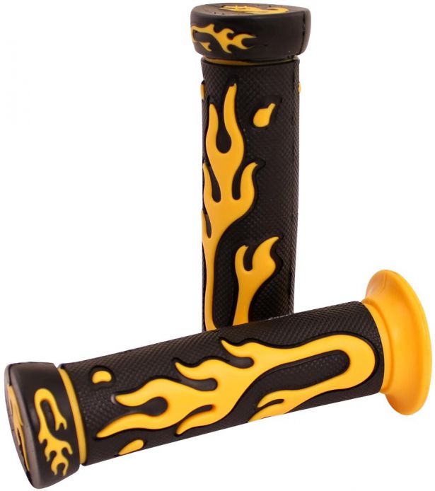 Throttle Grips - Flames, Yellow, 7/8