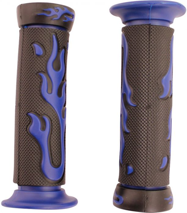 Throttle Grips - Flames, Blue, 7/8