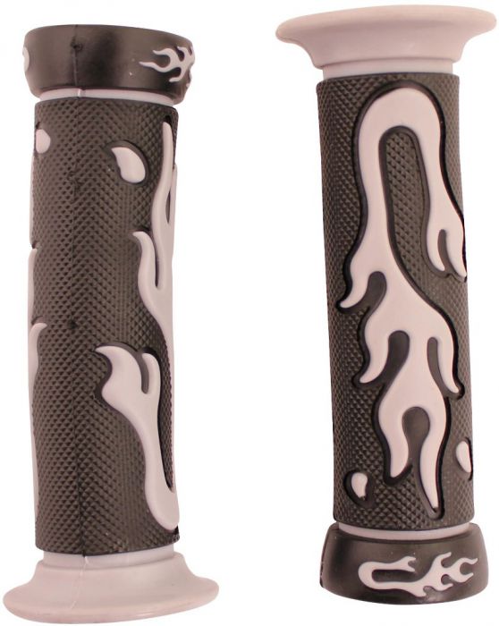 Throttle Grips - Flames, Gray, 7/8