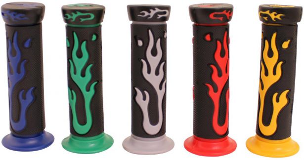 Throttle Grips - Flames, Red