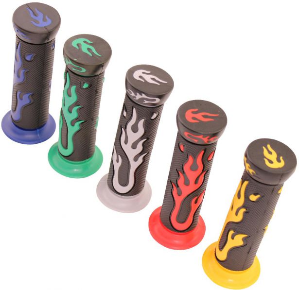 Throttle Grips - Flames, Red
