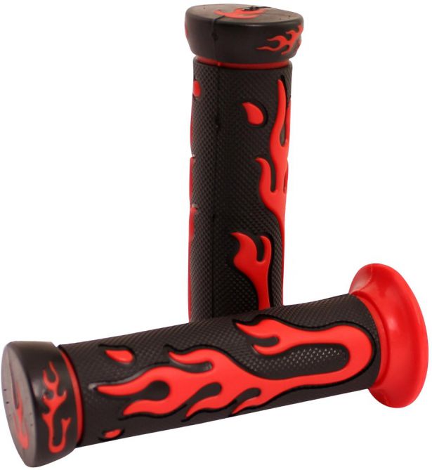 Throttle Grips - Flames, Red, 7/8