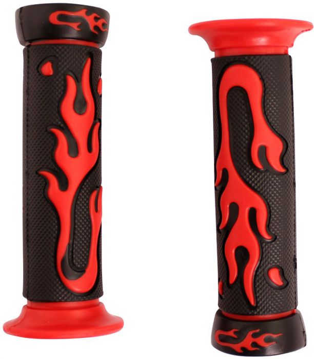 Throttle Grips - Flames, Red, 7/8