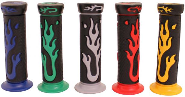 Throttle Grips - Flames, Red, 7/8