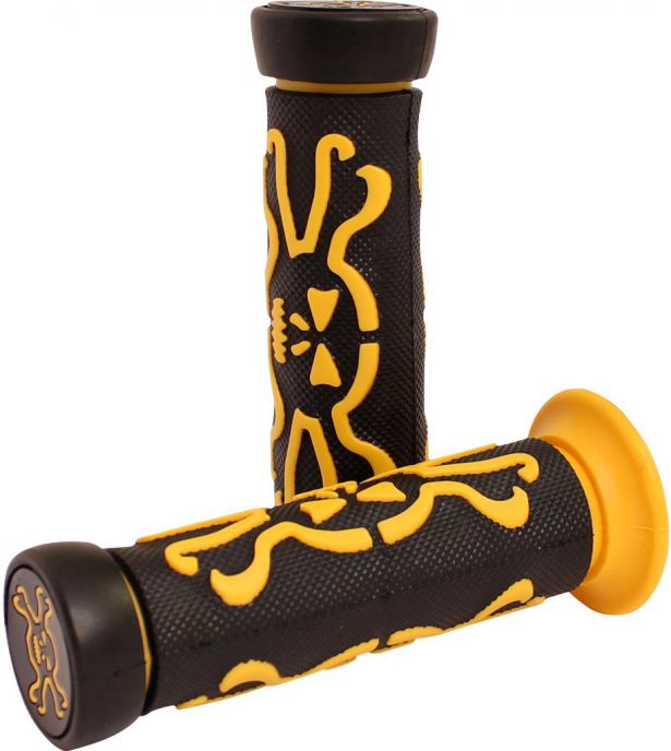 Throttle Grips - Skulls, Yellow, 7/8