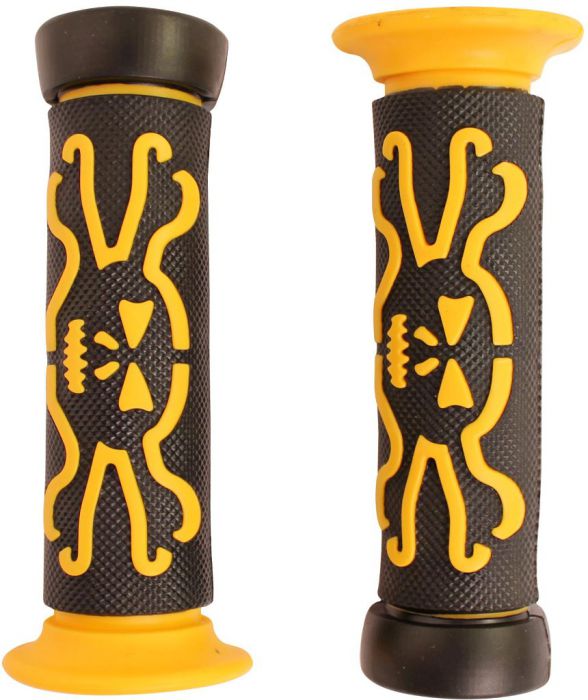 Throttle Grips - Skulls, Yellow, 7/8