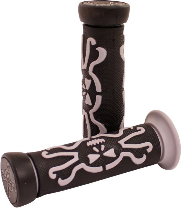 Throttle Grips - Skulls, Gray, 7/8