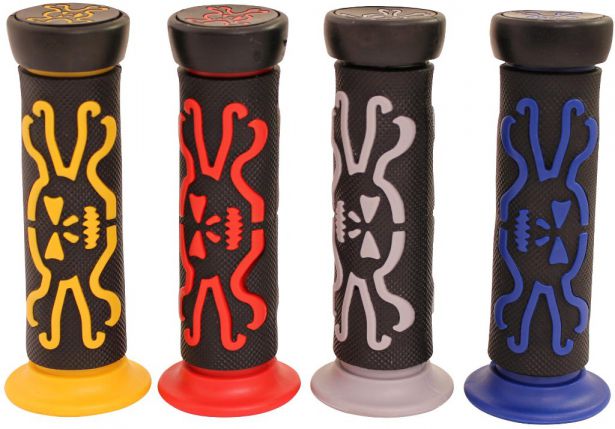 Throttle Grips - Skulls, Gray, 7/8