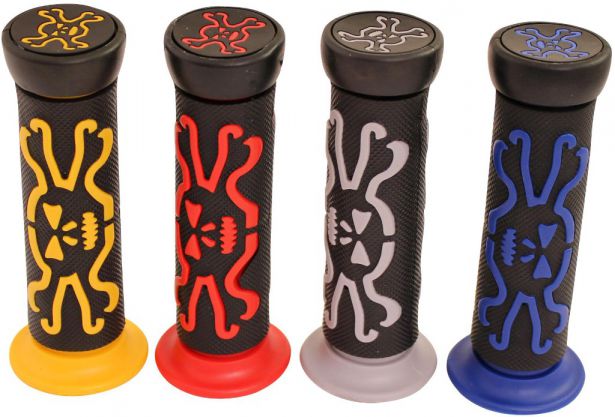 Throttle Grips - Skulls, Gray, 7/8
